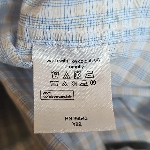 Michael Kors Slim Fit Blue Tan Button Down Dress Shirt Mens Size XL 17-1/2 34-35 - Picture 11 of 13